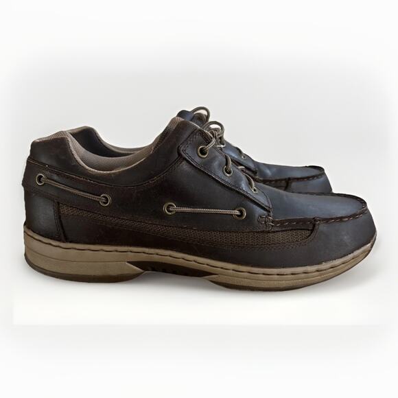 Cabelas Mens 14 M Comfort Brown Leather Boat Shoes Deck Oxfords Lace Up Loafers main image 5